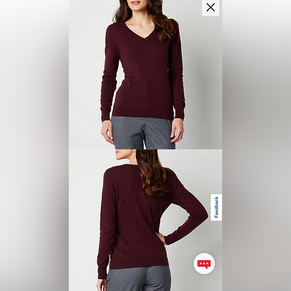 Worthington Womens V Neck Long Sleeve Pullover Sweater